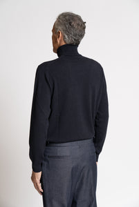 Maglia dolcevita in puro cashmere Navy
