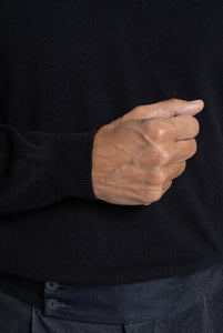 Maglia scollo a V in puro cashmere Navy
