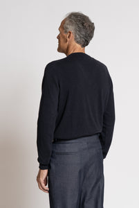 Maglia scollo a V in puro cashmere Navy
