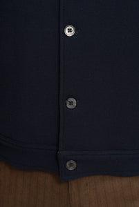 Giacca Camicia in Jersey di Lana Cashmere Blu
