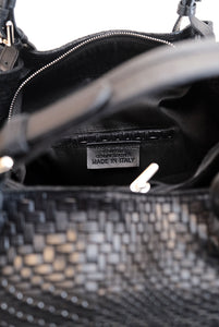 Marta maxi borsa in pelle stampa intreccio Nero