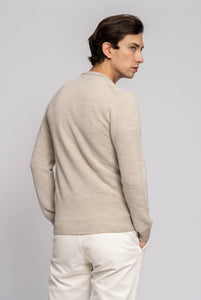 Pullover mit Rundhalsausschnitt aus cremefarbener extrafeiner Wolle