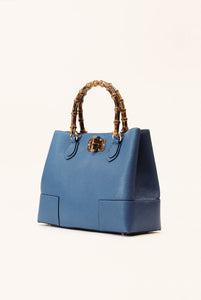Borsa Betty in pelle con manici in bamboo