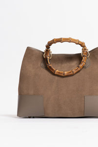 Borsa Betty in Suede con manici in bamboo