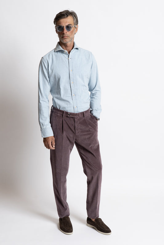Camicia Bolzonella in denim pesante Chiaro
