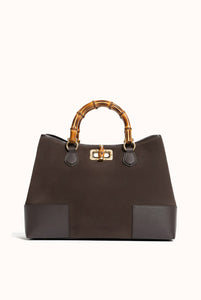 Borsa Betty in Suede con manici in bamboo