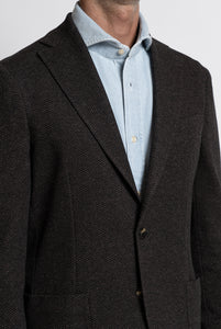 Single Breasted Blazer in Melange Grey Wool