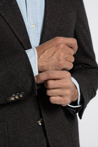 Single Breasted Blazer in Melange Grey Wool