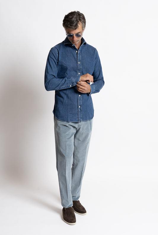 Camicia Bolzonella in denim pesante Blu