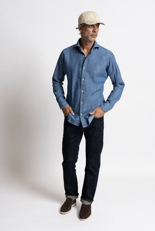 Camicia Bolzonella in denim Blu Medio