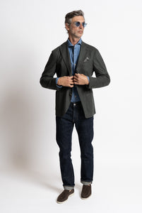 Single Breasted Blazer in Melange Grey Wool