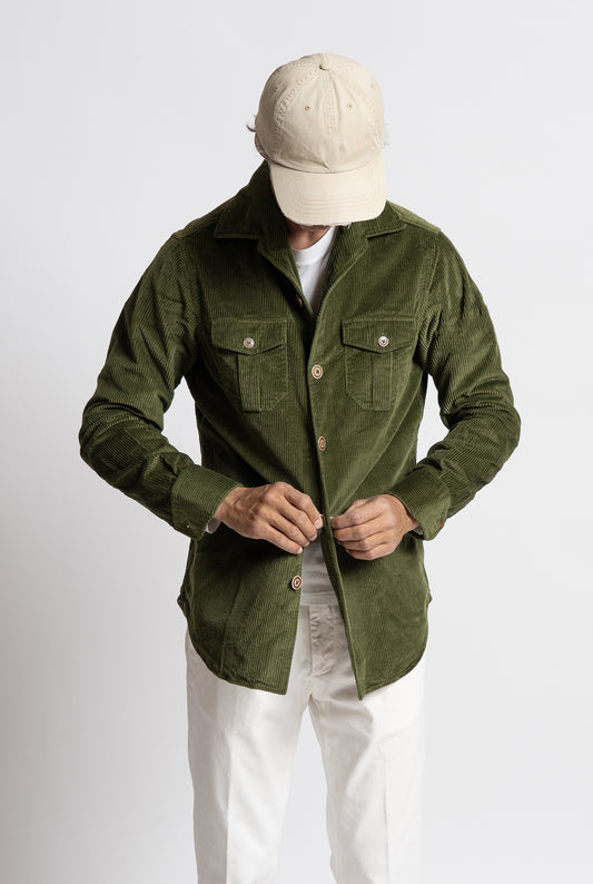 Overshirt  Bolzonella in Velluto Verde Militare