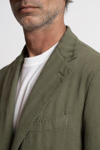 Blazer Monopetto Spigato Verde Militare