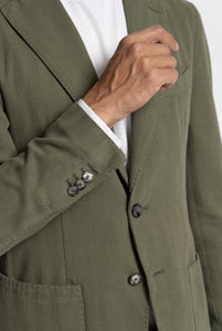 Blazer Monopetto Spigato Verde Militare