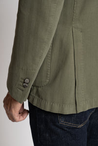 Blazer Monopetto Spigato Verde Militare
