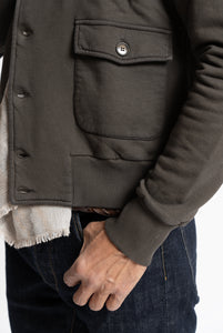 Cream Lightweight Button Up Cotton Sweatshirt