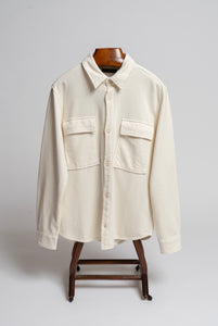 Overshirt In Cotone pesante Crema