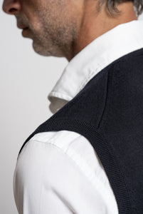 Crewneck Sweater in Extra Fine Royal Merino Wool in Navy Blue