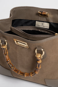 Borsa Betty in Suede con manici in bamboo
