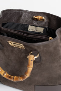 Borsa Betty in Suede con manici in bamboo