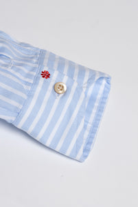 Camicia Bolzonella in Cotone Bianco, Riga Azzurra
