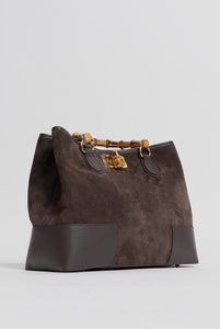 Borsa Betty in Suede con manici in bamboo