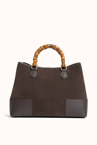 Borsa Betty in Suede con manici in bamboo