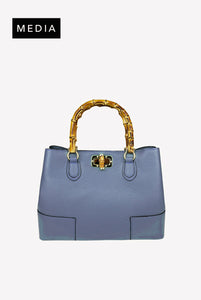 Borsa Betty in pelle con manici in bamboo