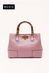 Borsa Betty in pelle con manici in bamboo