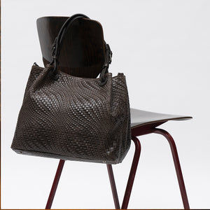 Marta maxi borsa in pelle stampa intreccio Nero