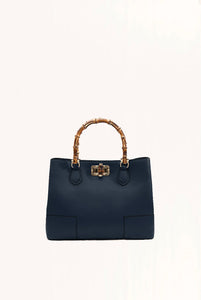 Borsa Bettina in pelle con manici in bamboo