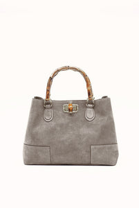 Betty bag in Suede with Tobacco bamboo handles