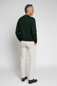 Crewneck Sweater in Royal Merino Extra Fine Wool, Dark Green