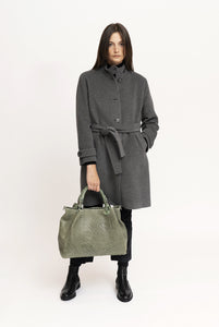 Marta maxi bag in woven print leather "sage green"