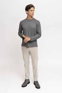 Long sleeve T-shirt in Melange Gray Merino wool 