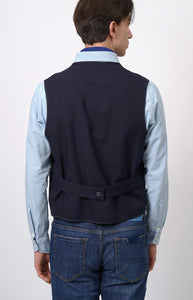 Gilet Trapuntato Navy e retro in Lana Grigio Scuro