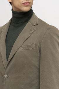 Jacke mit zwei Knöpfen aus grüner Stretch-Baumwolle