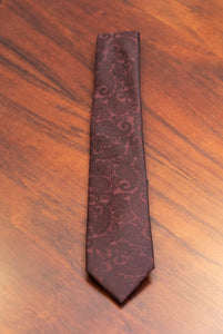 Cravatta in lana damascata bordeaux