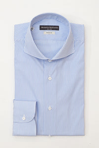 Regular Fit Blue Stripe Shirt French Collar