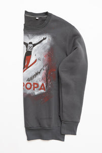 Oropa Skier Fantasy Dark Gray Sweatshirt hand painted
