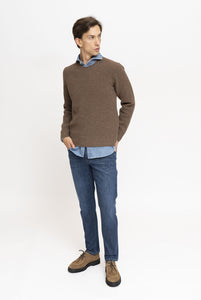 Melange Brown LambsWool Crewneck Sweater