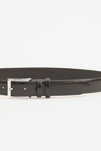 Low black brushed calfskin belt