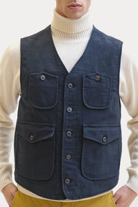 Capalbio Vest in Navy Winter Cotton