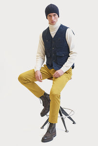 Capalbio Vest in Navy Winter Cotton