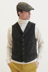 Gilet in velluto Verde Militare