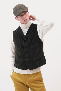 Gilet in velluto Verde Militare