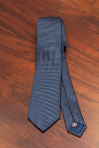 Cravatta in seta micro jaquard piquet navy
