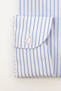 Camicia Regular Fit Riga Azzurro Collo Semi Francese