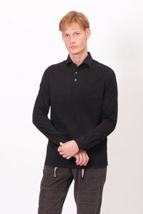 Black cotton polo shirt 