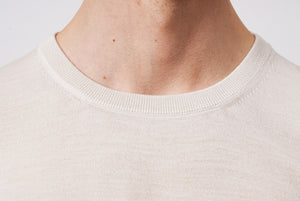 Beige Merino Wool Crewneck Sweater